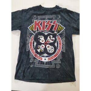 KISS Shirt Men's Sz Large‎ Liquid Blue Rock And Roll All Over Gray Tie Dye Tee